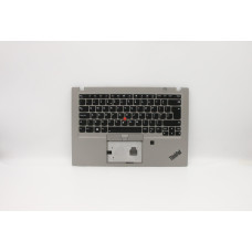 Top cover Silver com Teclado Lenovo Thinkpad T490s com Enter Grande, Backlit, Backlight e Fingerprint layout Internacional