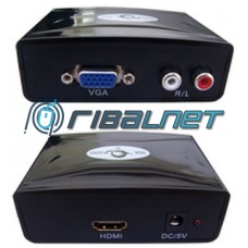 BOX VGA Fêmea + áudio RCA para HDMI Fêmea