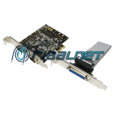 Placa paralela PCI-Express PCI-Ex1 2 portas RS232 COM 9 pinos DB9M + 1 porta DB25F FEM IEEE1284
