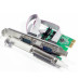 Placa paralela PCI-Express PCI-Ex1 2 portas RS232 COM 9 pinos DB9M + 1 porta DB25F FEM IEEE1284