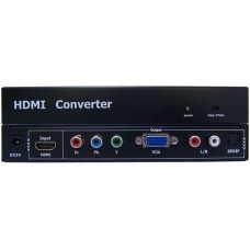 CONVERSOR HDMI A VGA + 2xRCA Sound / VIDEO COMPOSTO 3xRCA+ 2xRCA Sound + SPDIF (óptico) + R / L analógico com fonte 5V 1A