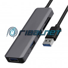 Adaptador Type-C USB-C a HUB USB 3.0 3P + Leitor de Cartões 