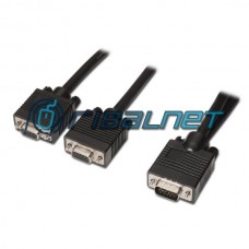 CABO DUPLICADOR VGA DB15M / 2xVGA DB15F Dual cables 45cm cor BLACK VGA