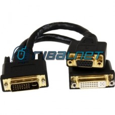 CABO DUPLICADOR DVI 24+5 M / 1xVGA DB15F + DVI 24+5 F Dual cables 20cm VGA