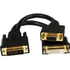CABO DUPLICADOR DVI 24+5 M / 1xVGA DB15F + DVI 24+5 F Dual cables 20cm VGA