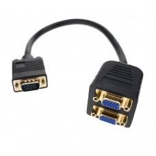 CABO DUPLICADOR VGA DB15M / 2xVGA DB15F Dual cables 20cm cor creme VGA